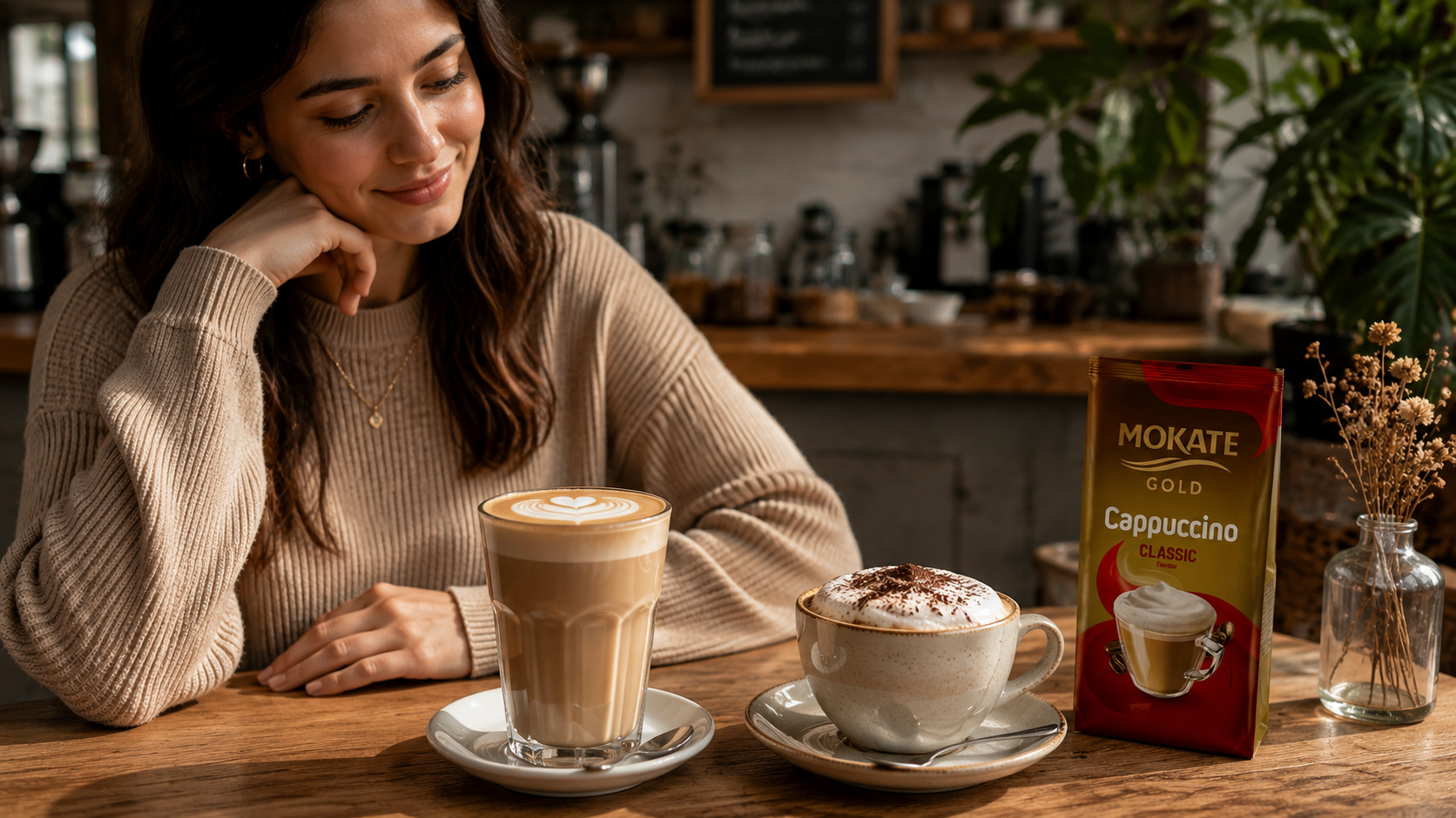 Výběr mezi latte a cappuccinem v moderní kavárně – dvě oblíbené italské kávy pro různé chuťové preference